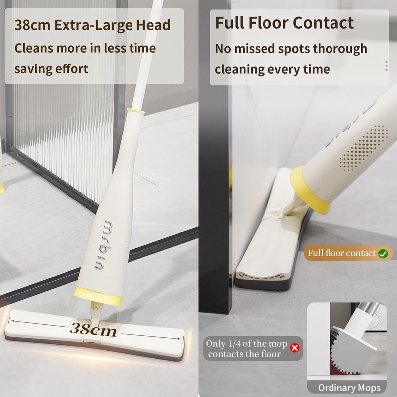 Mrbin Self Wringing Sponge Flat Large Mops Dusting Soft, Hands