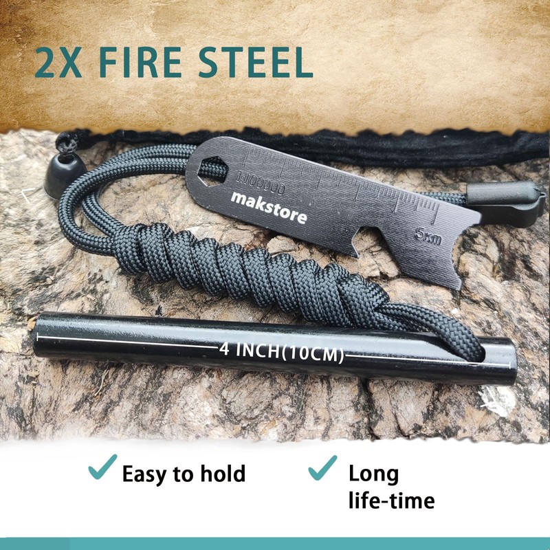 makstore 2 PACK 4 Inch Survival Ferro Rod - Flint