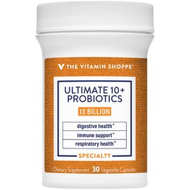 The Vitamin Shoppe Ultimate 10+ Probiotics 13 Billion CFU - 10 Probiotic Strains for Digestive Health, Immune & Gut Support (30 Vegetable Capsule)