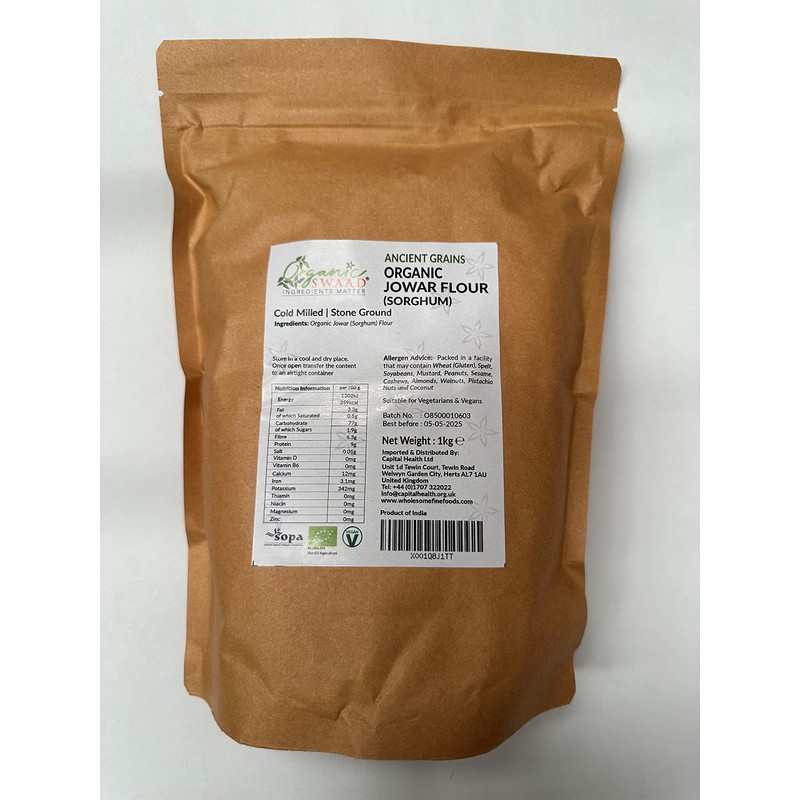 Ancient Grains Organic Sorghum (Jowar) Flour 1kg EU and India