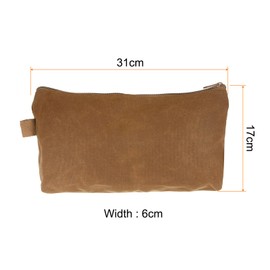 sourcing map Tool Pouch Bag 31cm x 6cm x 17cm Oxford Waterproof Zippered Tool Bags Pouches Small Tool Bags Tote Storage Organizers Socket Canvas Bags with Zipper for Tools, Khaki