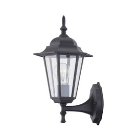 WISBEAM Outdoor Wall Lantern, Wall Sconce as Porch Lighting Fixture, E26 Base 60W Max, Metal Housing Plus Glass, Wet Location Rated, ETL Qualified, Bulbs not Included (Black Finish)
