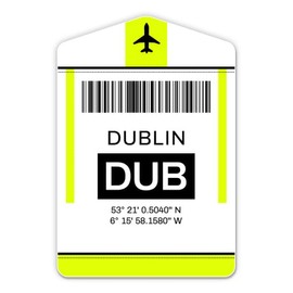 Squiddy Dublin Airport Code Dub Luggage Tag Style - Vinyl Sticker Decal for Phone, Laptop, Water Bottle (3" high)