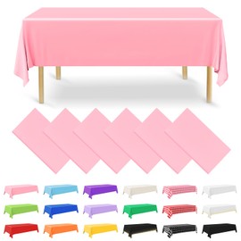 NACHLYNN Pack of 6 Disposable Tablecloths, 137 x 274 cm, Pink, Rectangular Table Cover, Waterproof Garden Tablecloth for Festivals, Party, Weddings, Bridal Showers, Birthday Decorations
