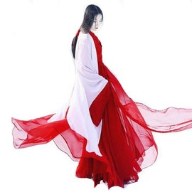 Schicksal.] Cosplay Costume, Chinese Ancient Imperial Court, Chinese Style, Long Bolero Shrug Haori, Solid, Shrine Maiden, Chinese, Chinese Dress, Tang, Costume, Party, XS White Red