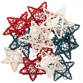 Patriotic Rattan Star Decor (Set of 12) – Fourth of July Decor Table Centerpieces – Red, White, Blue Decorative Bowl Fillers – Patriotic Ornaments for Home Office Decor – Veteran Gifts