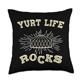 Yurt Lover Camping Designs Life Rocks Yurt Tent Throw Pillow, 18x18, Multicolor
