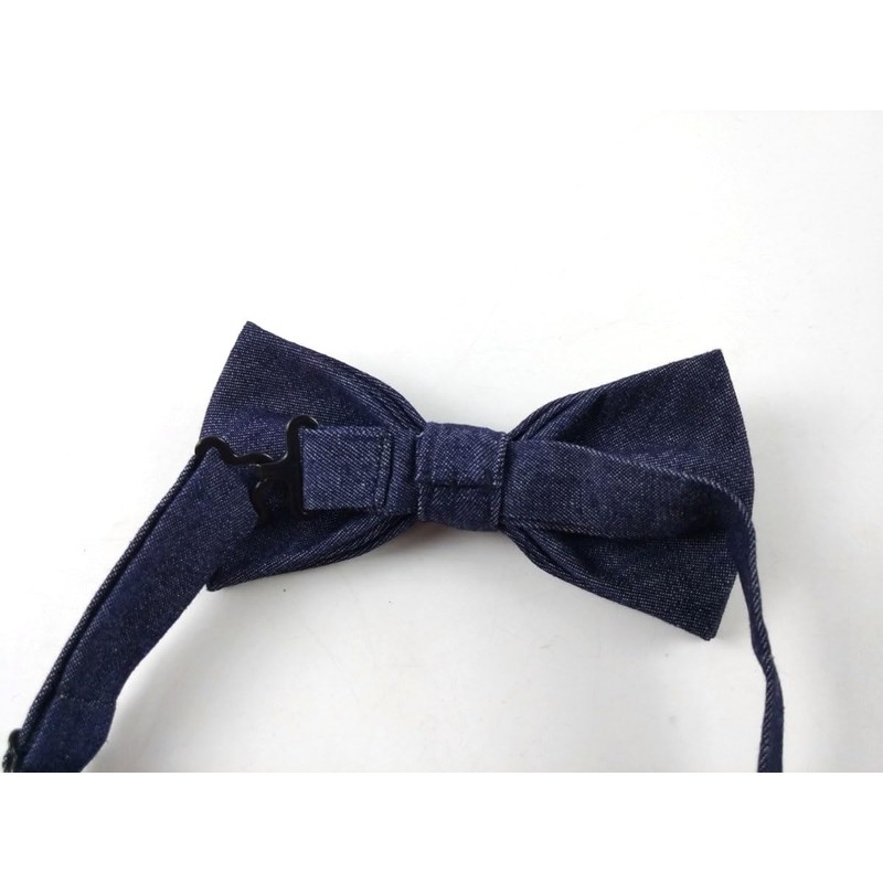 F NODE Men's Bow Tie, Denim Pocket Square with Handkerchief,