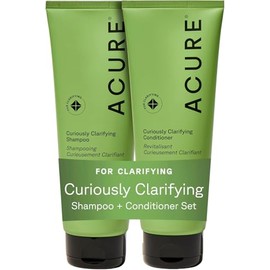 Acure Curiously Clarifying Shampoo & Conditioner Set, Vegan, 236ml, 2-Pack | Clarifying, Cleansing, Hydrating, Boost Shine, All Hair Types, Targets Bu