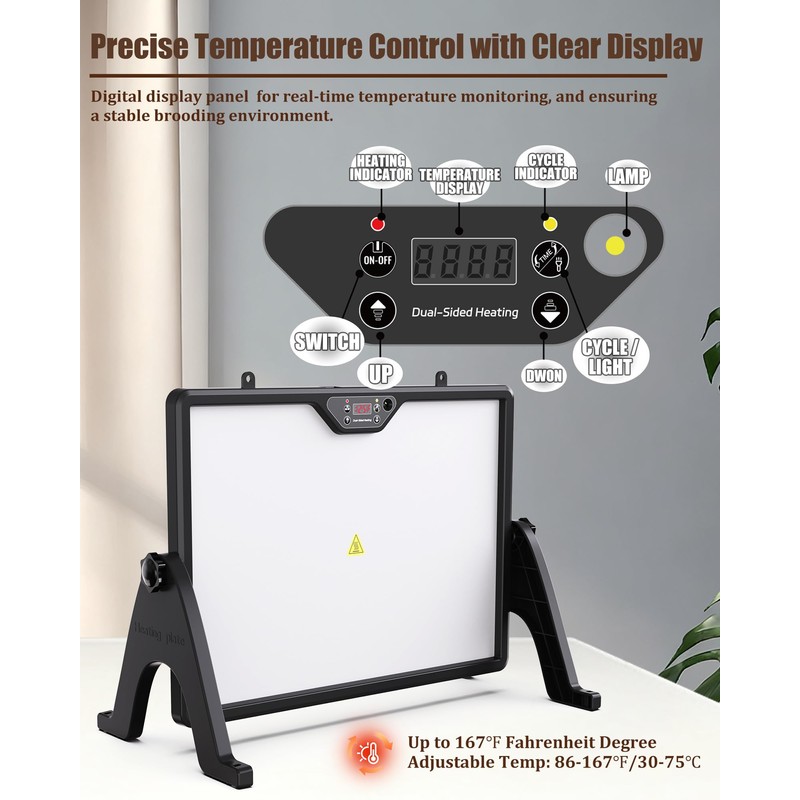 16 x 12 Inch Dual-Sided Chicken Brooder Heating Plate, Adjustable
