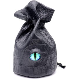 Haxtec Dragon Eye Dice Bag Drawstring Leather DND Dice Bag Medium Cube Holder Storage Bag for D&D Dice Coins and TTPRG Accessories, light blue