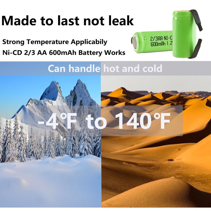 Odstore AA Ni-Cd 1.2V 2/3AA 600mAh Rechargeable Battery - 6pcs