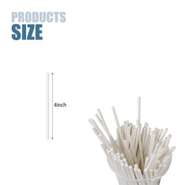 50 Pcs White Lollipop Sticks, 4 Inch Paper Candy Sticks for Homemade Candy Cookies Dessert Cupcake Toppers