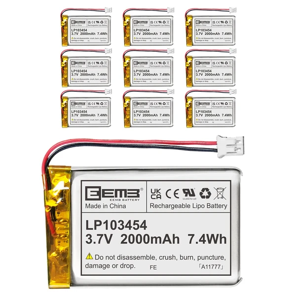EEMB 10PACK Lithium Polymer Battery 3.7V 2000mAh 103454 Lipo Rechargeable