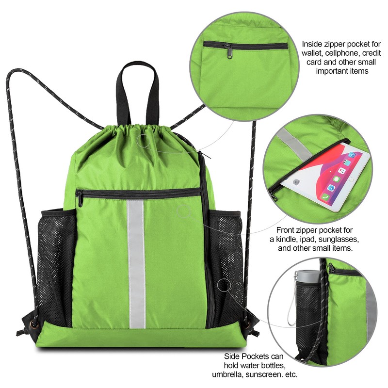 BeeGreen Royal Blue Drawstring Backpack Bag with Shoe Compartment X-Large