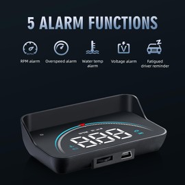 M8 Head Up Display for Cars, OBD2 Digital Speedometer, HUD Projector with RPM, Volt, Water Temp, Mileage, Overspeed and Fatigue Driving Alarms