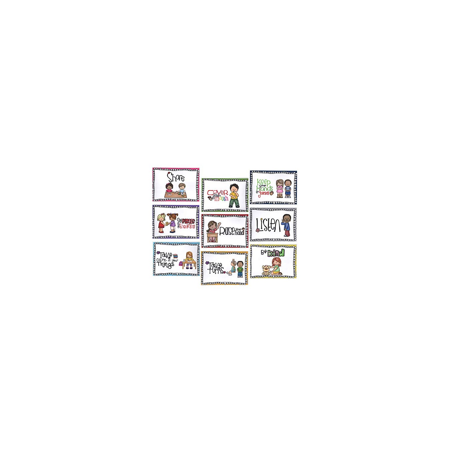 Alpurple 9 Packs A4 Size Class Rules Posters - A4 Size Classroom Rules ...