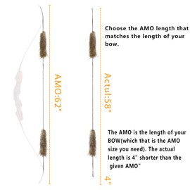 TACHYON ARCHERY Flemish Bowstring Pre-Attached 1 Pair Beaver Fur Bow String Silencer 16 Strands D97 Bow Strings for Recurve Bow and Long Bow (BeaverFur, AMO60)