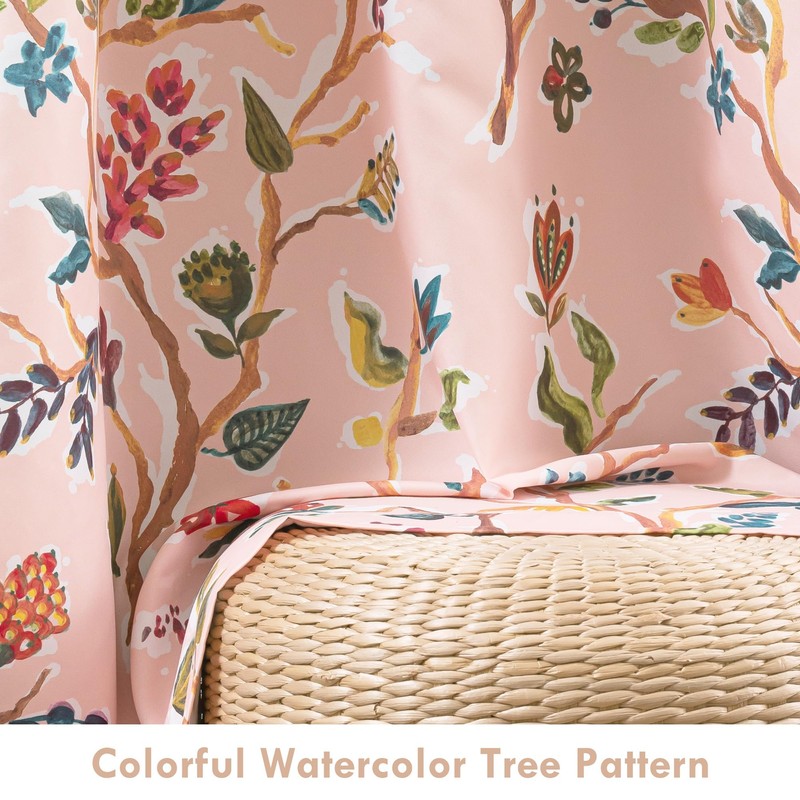 DriftAway Lauren Pink Blackout Curtains for Bedroom Colorful Watercolor Branch