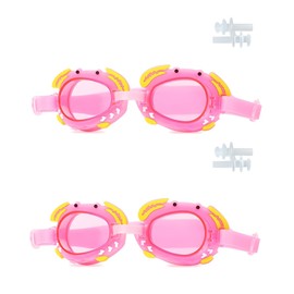 BAOHULU Kids Swim Goggles, 2 Pack Swimming Goggles for Boys & Girls, Anti-Fog Anti-UV Wide View Pool Glasses GY05_2CrabPink