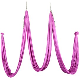 HECASA 13 Yards Aerial Silks Yoga Swing Set, Aerial Yoga Hammock w/Daisy Chain for Home, Inversion Exercises, Strength Training and Starter Kit (Violet)