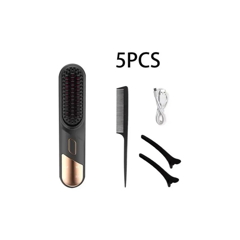 Cepillo Cerámico Alisador Compacto Recarga Usb Portátil