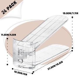 TOOKNIN Adjustable Shoe Slots Organizer,24PACK Transparent Shoe Stackers Shoe Rack Holder Shoe Space Savers Double Layer Stack Shoe Racks for Closet Organization(Transparent)