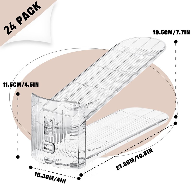 TOOKNIN Adjustable Shoe Slots Organizer,24PACK Transparent Shoe Stackers Shoe Rack