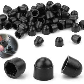 SWTYExt Pack of 50 Cap Nuts M8 Plastic Caps Screws Cover Caps M8 Screw Caps Black Protective Cap Screw Hex Screw Cover for Nuts Threaded Rods - Spanner Size 13