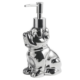 Cute Soap Dispenser Bathroom, Dog-Shaped Design, Ceramic Hand Soap Dispenser Bottle with Pump (Silver)