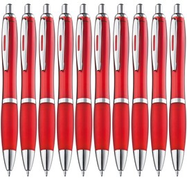 ZENSCRIBE® Ergonomic Ballpoint Pen, Pack of 10, Premium Ballpoint Pen Set, High Quality, Non-Slip Ballpoint Pen for Easy and Soft Writing, Blue Writing Ballpoint Pen Red