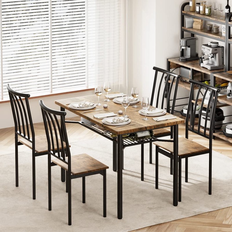 Alkmaar 5 Piece Kitchen Chairs 4, Dining Table Set with