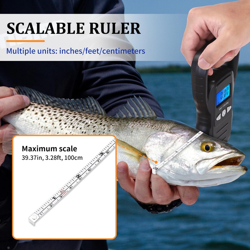Fish Scale,110lb/50kg Large Handle,Large Backlit LCD Display,Digital Fish Scale with