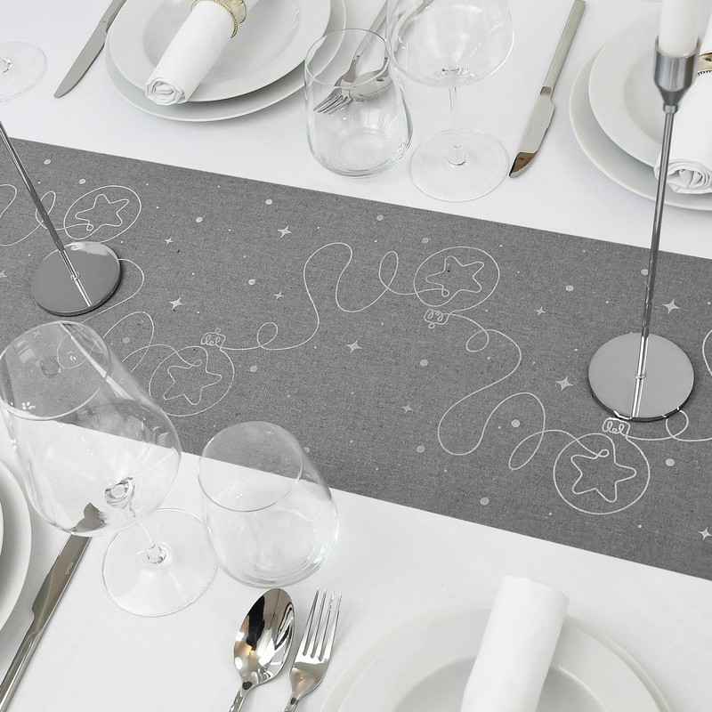 MODERNO Linen Look Table Runner Grey 5 m - Christmas