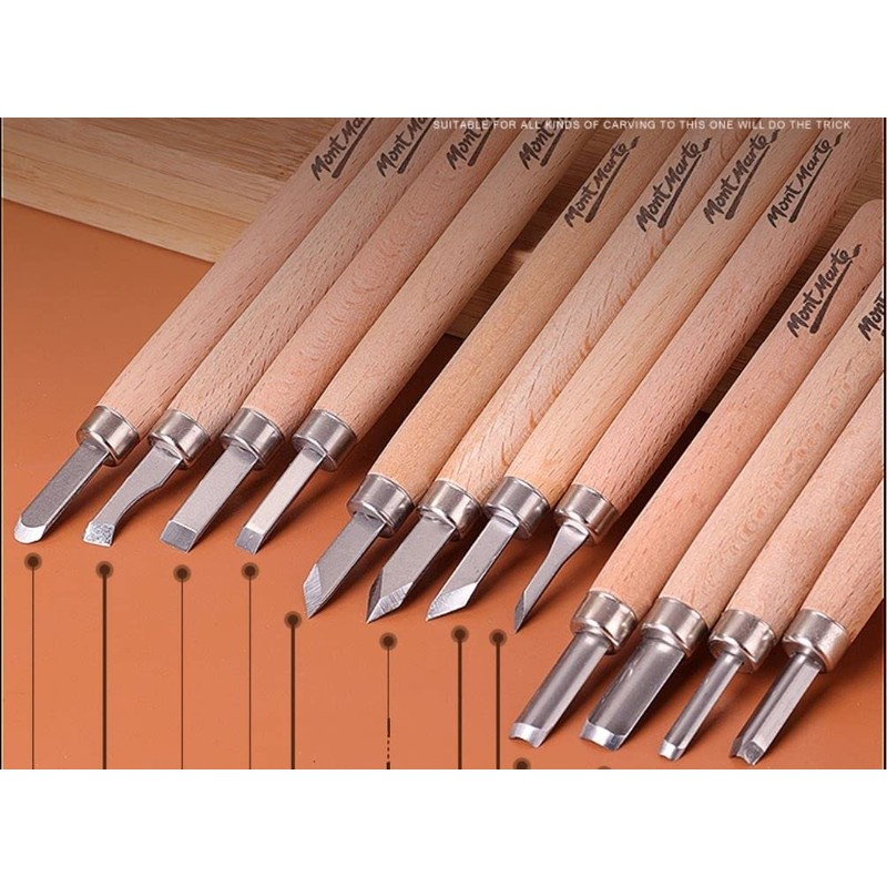 Mont Marte Wood Carving Tool 12-Piece Set