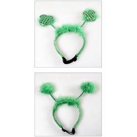SUNTRADE St. Patrick's Day Pet Headband Green Sequin Fuffly Clover Head Band for Puppy Dog Headwear Party Costume