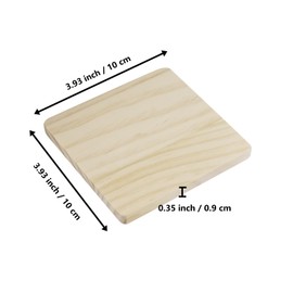 KUMGROT 12 pcs Unfinished Wood Coasters Square Shape Unfinished Natural Wood Slices Wooden Slices Blanks Bulk Set with Non-Slip Foot Pads for Wedding Decoration DIY Drawing Painting Wood
