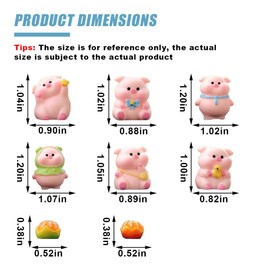 DUSCOKE 8PCS Cute Pig Car Dashboard Decorations, Funny Resin Rear View Mirror Ornament Present for Women, Mini Animal Auto Interior Desktop Accessories for Office Home (Pig/Orange)