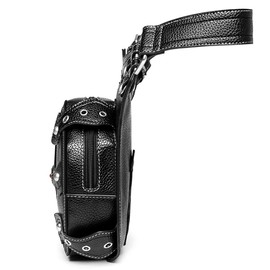 Steampunk Waist Bag Fanny Pack Fashion Gothic Leather Shoulder Crossbody Messenger Bags Thigh Leg Hip Holster Purse Travel Pouch Hiking Sport Chain Bags for Women Men, Black 140, Small, Steampunk &