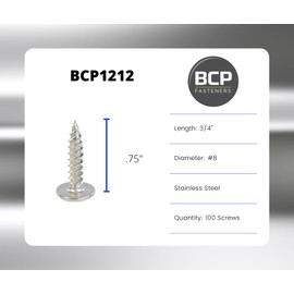 50 Qty #8 x 3/4" 304 Stainless Steel Phillips Modified Truss Head Wood Screws (BCP1214)