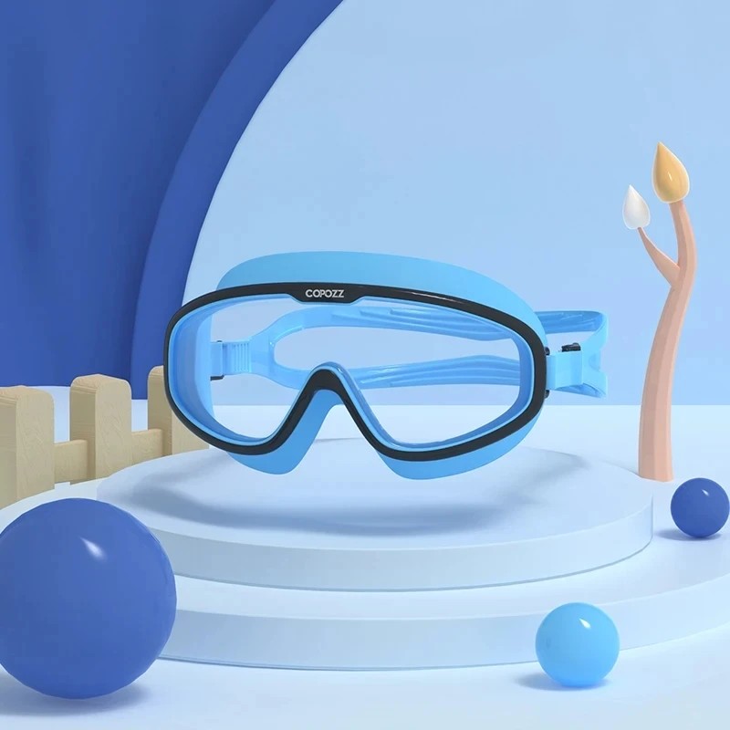 Kids Anti-Fog Swim Goggles with Case – Waterproof Big Frame