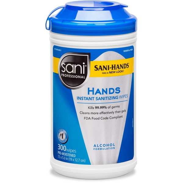 NICP92084 - Sani-professional Sani-Hands Ii Wipes, 7 1/2 X 5 1/2, 300 Wipes/can