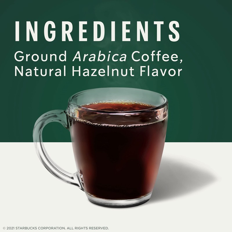 Starbucks K-Cup Coffee Pods, Hazelnut Flavored Coffee, Naturally Flavored, 100%