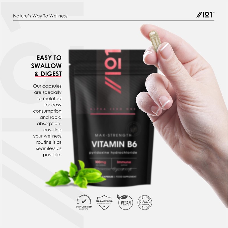 Vitamin B6 100mg – 90 Vegan Capsules – Max Strength
