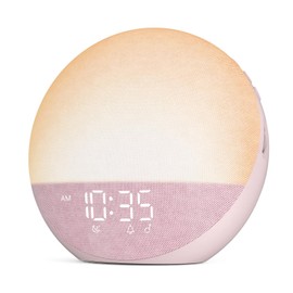 Odokee Sunrise Alarm Clock White Noise Machine: Natural Wake Up Light - Dimmable Clock with Bluetooth Speaker for Bedroom - 25 Sleep Sounds for Baby Adults Kids Sakura Pink