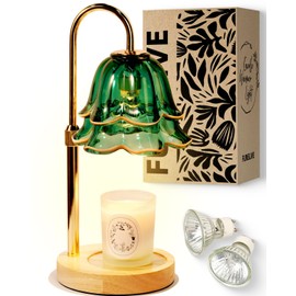 Green Candle Warmer Lamp with Timer Dimmable, Flower Candle Warming Light Height Adjustable, Wax Melt Warmer Candle Lamp for Jar Scented Candles, Birthday Christmas Housewarming Gifts for Women Mom