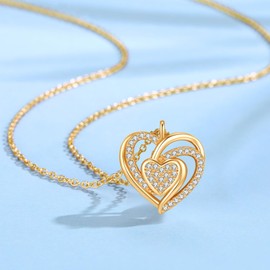 Jrêveinfini Elegant 925 Sterling Silver Heart Necklace with Cubic Zirconia - Symbol of Love, Friendship and Everlasting Bond - Gift for Your Loved Ones, Sterling Silver Cubic Zirconia, Cubic Zirconia