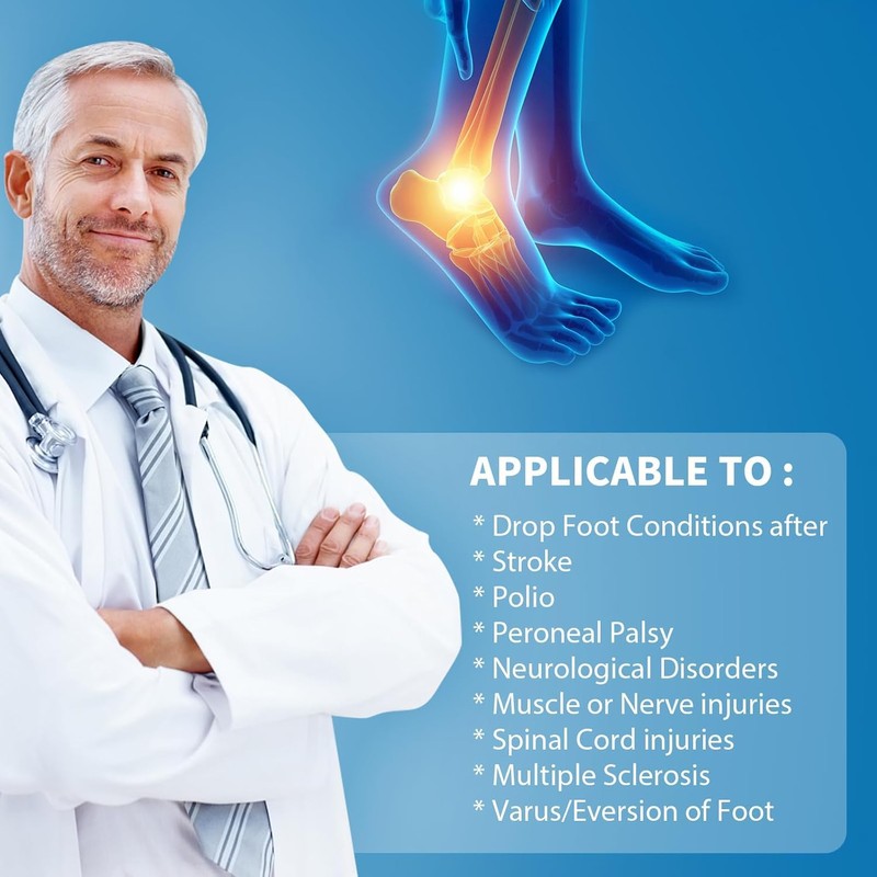 Ankle Support Drop Foot Brace Orthosis, One Size (Black)