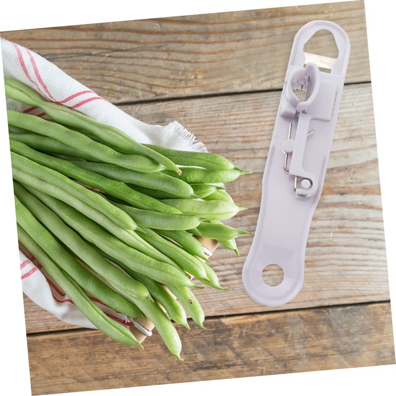 LIFKOME 1pc Multi Functional Green Bean Slicer Stem Remover White