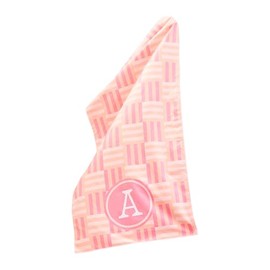 Mary Square Woven Wonder Monogram Letter A Polyester Blend 62 x 31 Inch Pink Quick Dry Beach Towel with Drawstring Carry Pouch